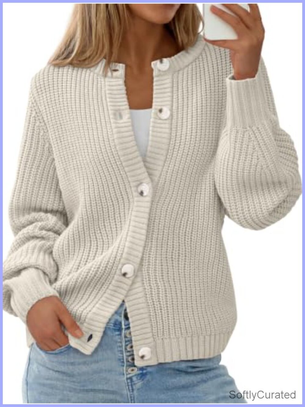 Women's Chunky Knit Button Up Cardigan Ribbed Oversized Sweater